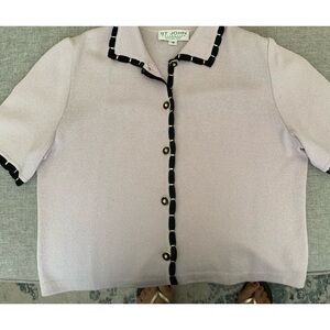 Lilac with black braid trim short sleeve jacket